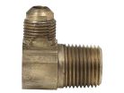 3/8" x 1/4" Brass Flared Reducing 90 Degree Elbow, OD Flare x Male