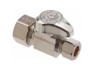 1/2" Nom Compression x 3/8" O.D. Compression 1/4 Turn Straight Stop, Chrome Plated