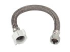 1/2" x 7/8" Braided Flexible Supply Toilet Connector, Lead-Free, Compression x FNPT, 12" Long