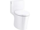 One-Piece Dual-Flush Skirt Trapway Compact Elongated Bowl Toilet with Slow Close Toilet Seat Included, White