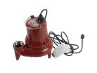 Manual Submersible Sewage Pump, 2" Discharge,10' ft Cord , 115V, 1/2HP