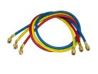 1/4" X 60"Standard Low Side Manifold Hose,Red, Blue, Yellow, 3 Pack