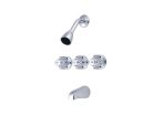 Central Brass 80868Z, Three-Handle Tub and Shower Set with Tub Spout, 8" Center, Ceramic, 2.5 gpm
