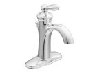 Moen 6600, Single-Handle Centerset Bathroom Faucet with Metal Pop-Up Drain, 4" Center, Chrome, 1.5 gpm, Brantford Collection