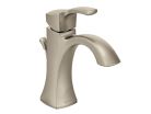 Moen 6903BN, Single-Handle Centerset Bathroom Faucet with Metal Pop-Up Drain, 4" Center, Brushed Nickel, 1.5 gpm, Voss Collection