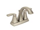 Moen 6901BN, Two-Handle Centerset Bathroom Faucet with Metal Pop-Up Drain, 4" Center, Brushed Nickel, 1.5 gpm, Voss Collection