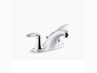 Kohler KP15241-4RA-CP, Two-Handle Centerset Bathroom Sink Faucet with Metal Pop-Up Drain and Lift Rod, 4" Center, Chrome, 1.2 gpm, Coralais Collection