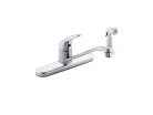 Cleveland CA40513, Single-Handle Kitchen Faucet with White Spray, 1/2" Connection, Chrome, 1.5 gpm, Cornerstone Collection