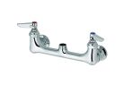 TandS Brass B-0230-LNM, Two-Handle Double Pantry Swivel Base Wall-Mount Swivel Faucet, 8" Centers, Less Nozzle, Chrome, 28.63 gpm