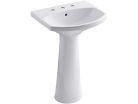 Kohler K2362-8-0, Pedestal Bathroom Sink, 8" Center, White, Cimarron Collection