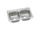 Elkay DSE233224, 33" x 22" x 8-1/16" Equal Double Bowl Drop-in Sink, 4-Hole, Stainless Steel, Dayton Collection